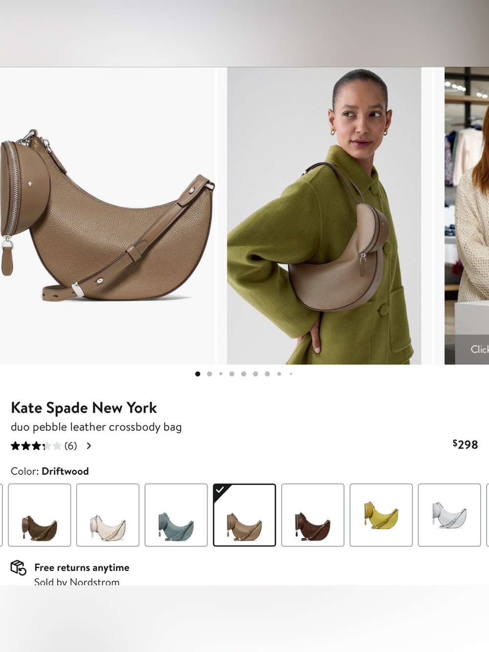 Kate Spade Driftwood Duo Pebble Leather Crossbody Bag